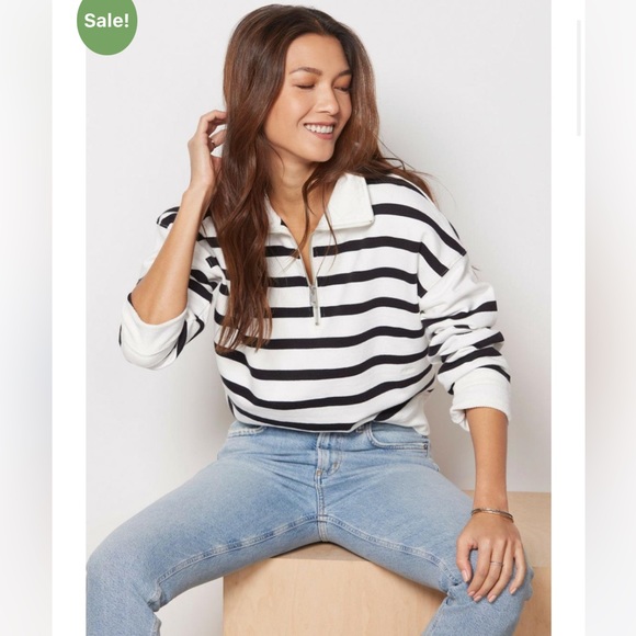 FRAME striped half-up pullover - Picture 4 of 8